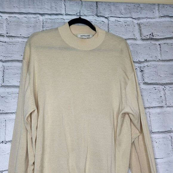 PRONTO UOMO Jumper Men's Medium Silk Blend Knitted Crew Neck Pullover Beige - Picture 6 of 11